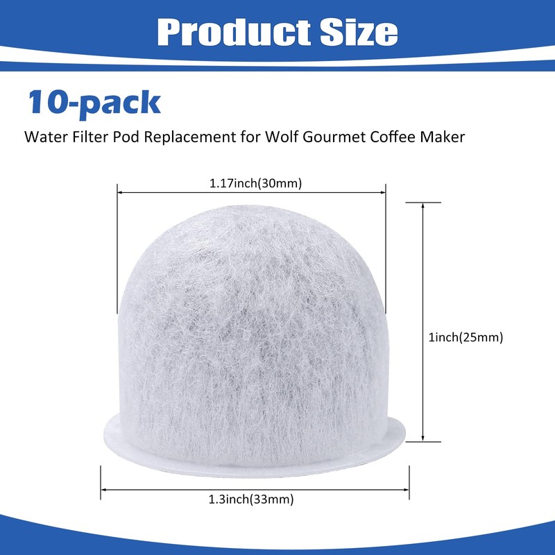 10Pcs Wolf Coffee Maker Water Filter Pods Replacement, Charcoal Coffee