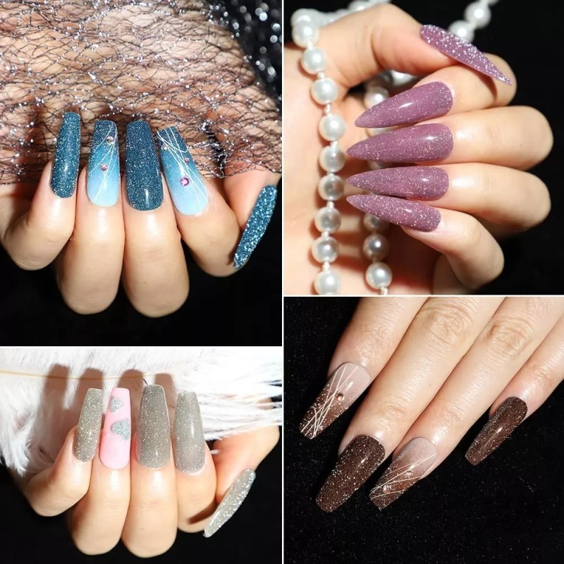 SHINETOUE Esmalte Uñas Gel Diamante Reflectante Brillante Purpurina