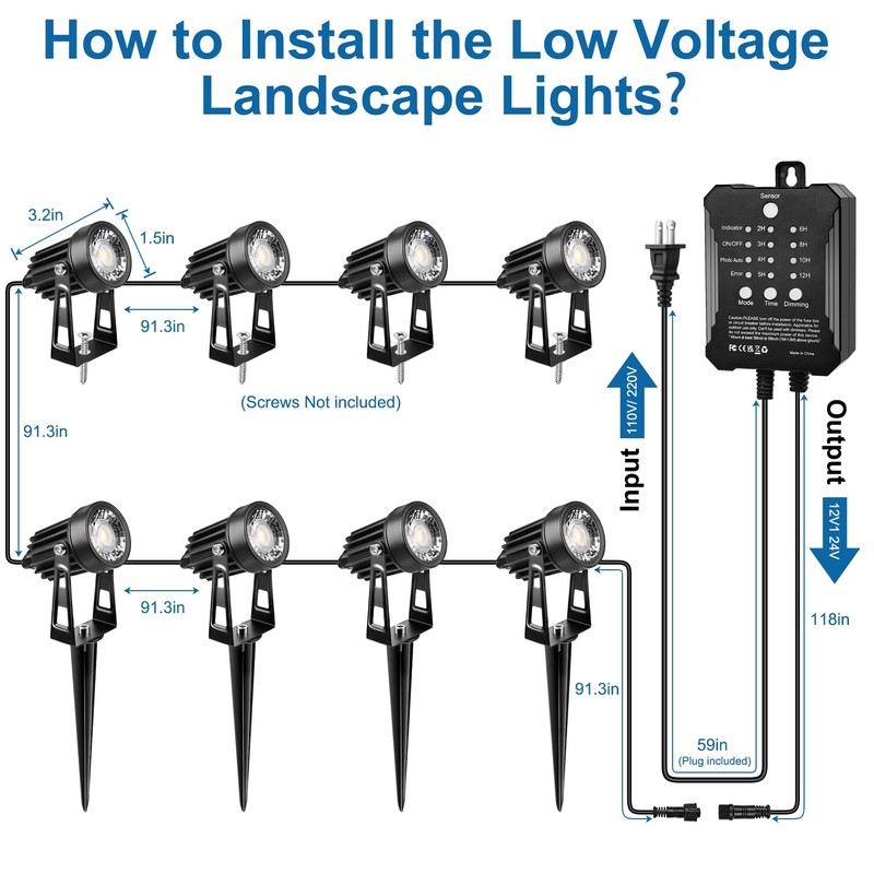 YGS-Tech All-in-One Low Voltage Landscape Lighting Kit, 8-Pack Landscape Lights