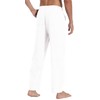 AITFINEISM - Pantalones de algodón y lino para hombre, cintura