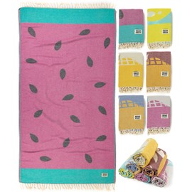 BEARFOOT XXL Beach Towel Large, Cotton Oeko-Tex®, 180 x 90 cm, Hand Towel Sauna Towel Bath Towel Hammam Towel, Colourful, Soft, Lightweight for Women, Men, Beach, Sauna (Watermelon Red, 180 x 90 cm)