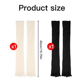 2 Pairs Leg Warmers,Leg Warmers Ladies,Black Knitted Skating Girls Coquette Style Thick Pairs Long Socks Chunky,White Knitted Winter Ankle Knee Japanese Fuzzy Plus Size Style for Ladies Accessories