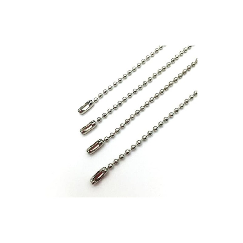 Ball Chain with Connector (Silver 100PCS) 2.4mm Bead Diameter 10cm