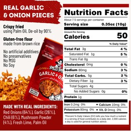 MaeMai Medium Spice (SPICY) - Crispy Onions & Garlic Flakes - Crunchy All-Purpose Seasoning, Keto, Salad Toppings, Fried Onions - Ramen, Rice Seasoning, Vegan, Gluten-free | 3.17oz (90g)