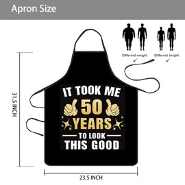 Funny Birthday Gifts, Waterproof Apron for Men Women Kitchen Chef Cooking BBQ Aprons, Birthday Father’s Mother's Day Grilling Gifts (50th)