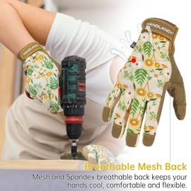 AIGEVTURE Womens Work Gloves Touch Screen Working Grip Glove for Yardwork Gardening Gloves Khaki