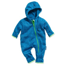 Playshoes Unisex Baby Fleece Jumpsuit, Breathable With Long Zip And Hood, Mottled Pattern - 74
