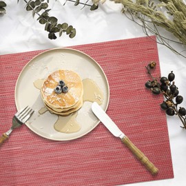 marysgift Red Placemats Set of 6 Countertop Protection Wipeable Table Mats Non Slip Heat Resistant Durable and Easy to Clean Indoor for Dining 30x45cm, Red 2