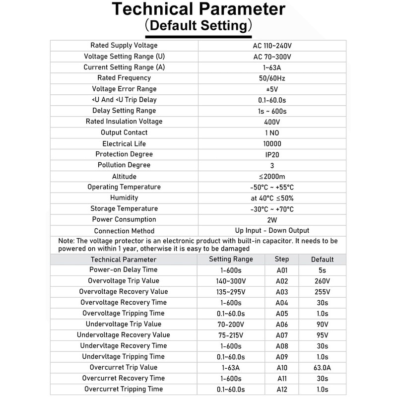 DIHOOL Adjustable Voltage Protector 110V 220V, Low/High Voltage Cutoff and