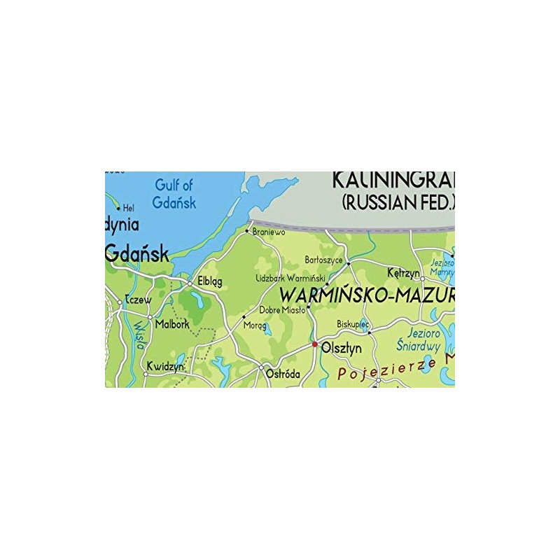 Wall Map of Poland Paper Laminated 23.4 x 16.5 inches