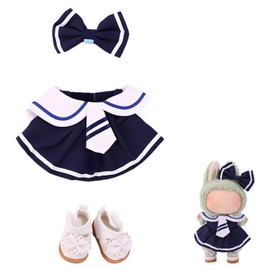 Lyreh Doll Clothes Set, Cute Naval Plush Outfit with Bow Knot and Shoes Birthday Gift Plush Outfit Accessories for 6.7in Doll Only Include Clothes and Shoes