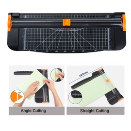 A4 Paper Cutter 12 Inch Paper Trimmer Scrapbook Supplies Tool for Craft Paper, Photo, Cardstock with Security Safeguard and Foldable Ruler