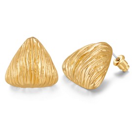 HolidayQbee Stud Earrings For Women Triangle Stud Earrings Trendy Statement Earrings Geometric Earrings Chunky Gold Earrings Fashion Jewelry Gift, Brass, No Gemstone