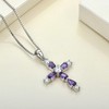 YL Kreuz Kette 925 Sterling Silber Februar Geburtsstein Amethyst Kruzifix