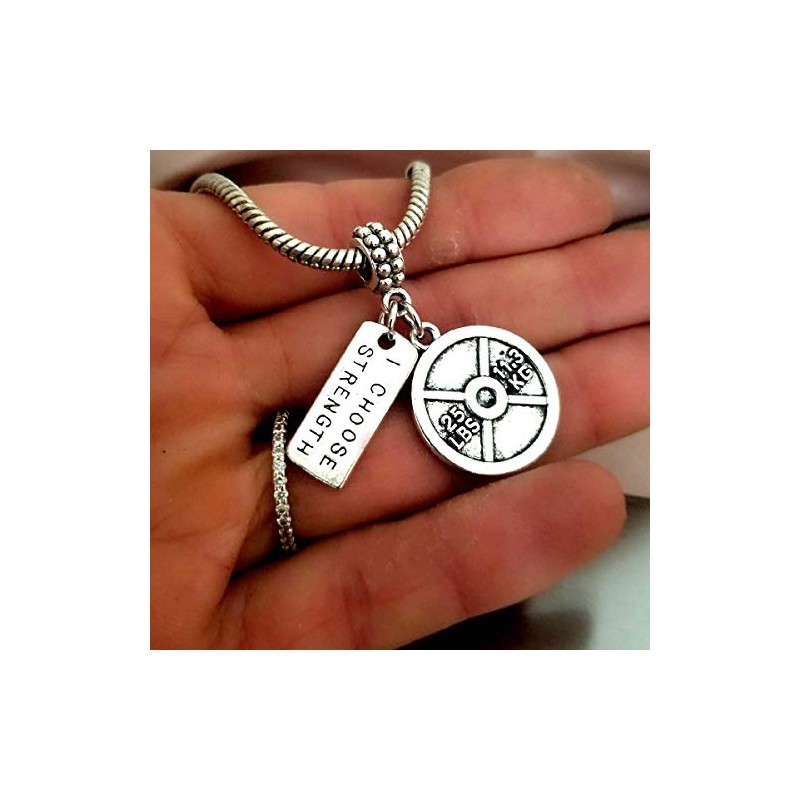 Dumbbell Barbell Weights Charm with Bracelet, Necklace, Keychain, Fitness Gym