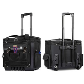 PISKGODSF Roller Tool Bag with Two Wheels, Large Portable Tool Bag with Wheels, Waterproof Rolling Tool Bag with Zipper Pocket, Integrated Wheeled Tool Bag with Tie Rod