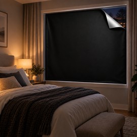 Blackout Window Cover for Bedroom Privacy – Light Blocking Fabric Shade for Home, Nursery, Office and Travel