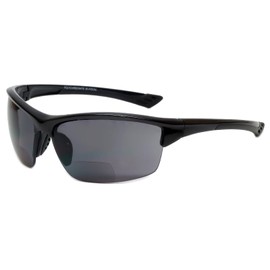 Calabria Sport 202BF Bifocal Reading Safety Glasses Readers +1.50 Black Men Women Tinted Anti Fog Shatterproof UV Protection