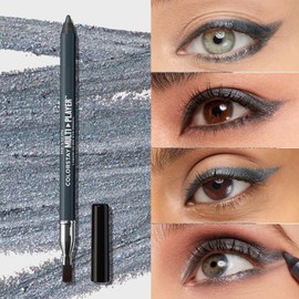 Revlon Colorstay Multiplayer Eye Pencil 403 Glitch Effect (Color Image: Metallic Gray) with Eye Shadow Sharpener 0.03 oz