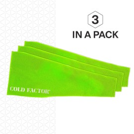 COLD FACTOR Instant Cooling Headband 3 Pack (Lime) | Advanced Chemical-Free Evaporative Cooling Technology |2+ Hours of Cooling | Ideal for Sports, Yoga, Outdoor Activities Like Hiking & Golf