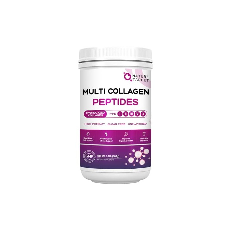 Nature Target Multi Collagen Peptides Powder Servings Type Iii Hydrolyzed