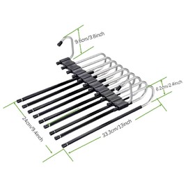2Pack 9 Layers Foldable Pants Hangers Space Saving Trouser Hanger Multifunctional Trouser Rack Hanger Hanging Hole for Wardrobe Trousers Scarf Jeans (Black)