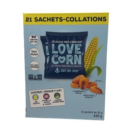 LOVE CORN Sea Salt, 20g x 21 Bags – Delicious Crunchy Corn Snack