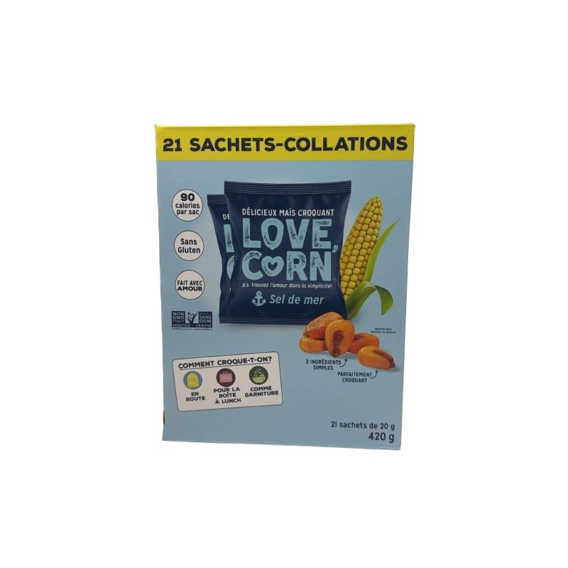 LOVE CORN Sea Salt, 20g x 21 Bags – Delicious