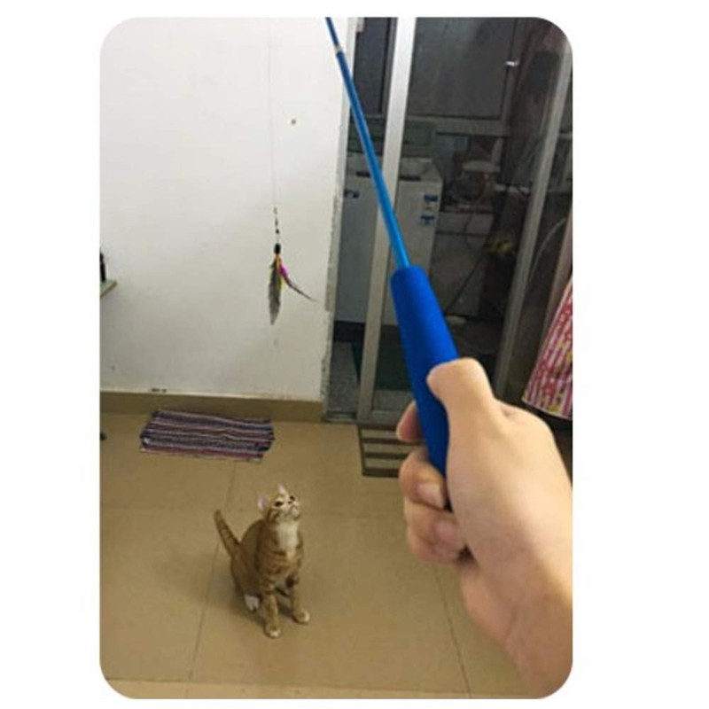 Retractable Cat Wand, Interactive Catcher Teaser Cat Toy 3-Section Teaser