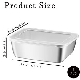 Zisqerts Food Containers with Lids Stainless Steel Snack Containers Leak Proof Sealed Lunch Boxes Multi Purpose Food Storage Containers Stackable Reusable Oven Dishwasher Freezer Safe (4)