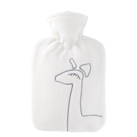 Hugo Frosch Classic Hot Water Bottle 1.8 L with Double Fleece Cover White Giraffe Appliqué