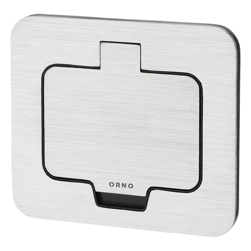 Stainless steel recessed socket, floor socket IP55, hinged lid, plug-in