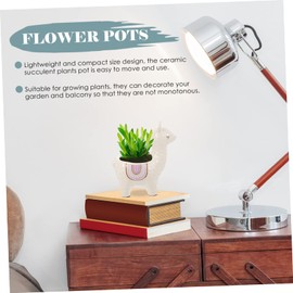 Operitacx Alpaca Decor Ceramic Flowerpot Succulent Pot Pen Holder for Office Desk