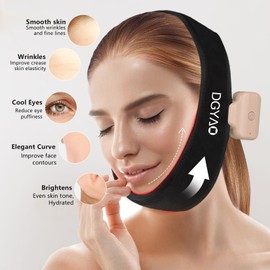 DGQY Cordless Infrared Red Light Therapy for Neck Chin Belt Hot Compress Heating Device Relieve Sore Jaw Muscles Joint Facial Swelling Tightening Lifting Slimming Portable Wearable Wrap Band at Home
