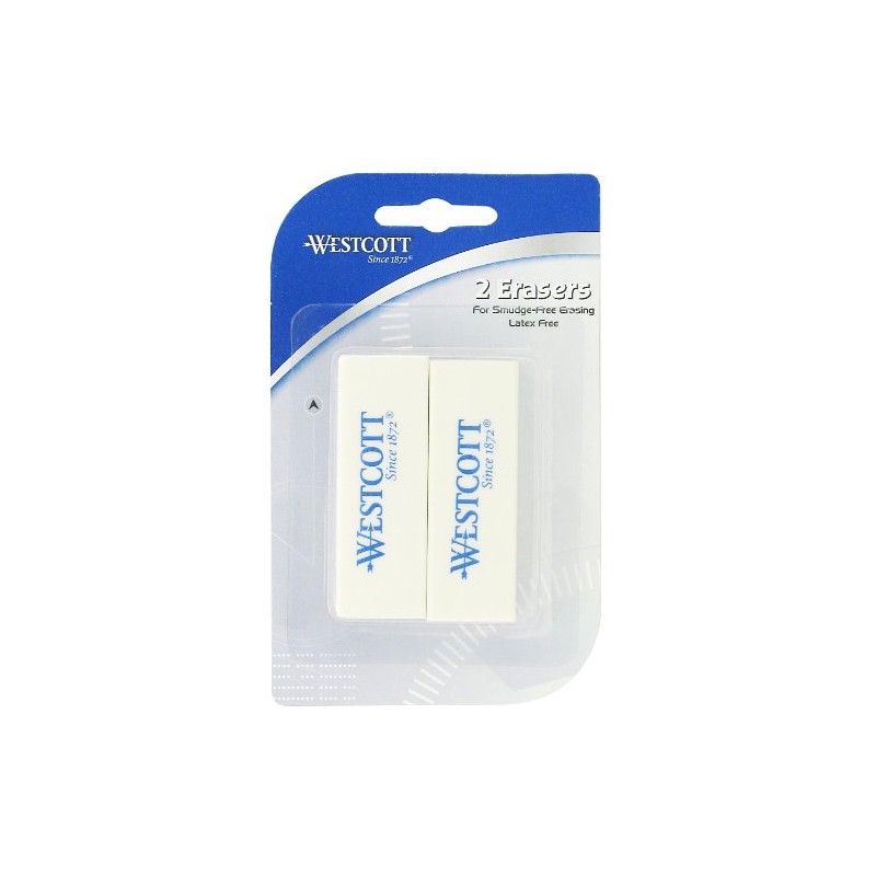 Westcott Eraser 2-Pack, White, Standard, 14610
