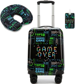 Inprof Kid’s Luggage Set 2 Piece Suitcase Set 16’’ Hardside Luggage with Spinner Wheels Girls Boys Carry on Toddler Luggage Travel Rolling Luggage Carry on Luggage Airline Approved