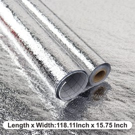 4PCS Kitchen Oil Proof Backsplash Wallpaper Peel and Stick Aluminum Foil Contact Paper Self Adhesive Water Proof Heat Resistant Wall Sticker for Countertop Cabinet Drawer Liner Shelf Liner(472 Inch)