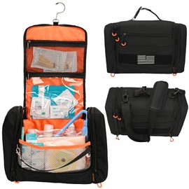 CROTIRAD Tactical Large Travel Carrying Case for Ostomy Colostomy Bag with Shoulder Strap, Hanging Ostomy Supplies Bag with Multiple Pockets, Black