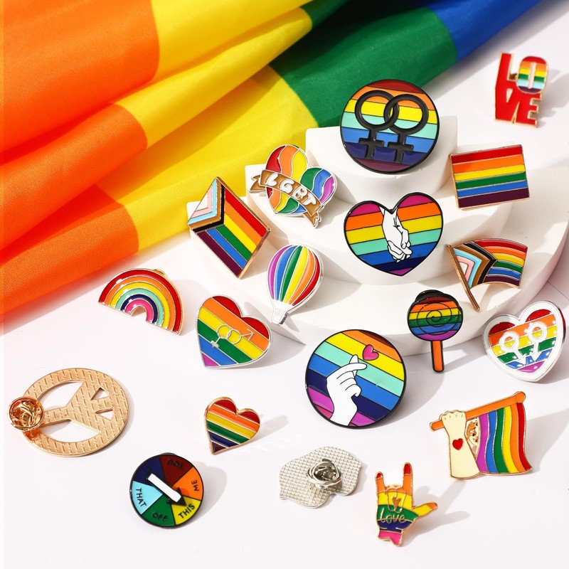 DTOFOOT 36 Pieces Rainbow Enamel Brooches Mixed for Clothes Backpack