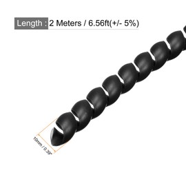 Rebower Spiral Tube Wrap Management Pipe Flexible Cord PP Polyethylene [for Office, Computer, TV ] - 8mm x 10mm / 2M / Black