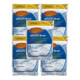 30 Allergen Bags for Riccar, Simplicity Type S, Eureka W, Fast Vac, GE, Compact Canister Hand Held Vacuum Cleaner #858, replaces Simplicity #SS-6 and Riccar part #RSQ-6, Sport, S100, FV500, FV-500, AC DELCO 550, SQuick Supra Quik, SupraQuik RSQ1