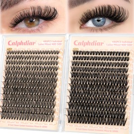 calphdiar Lash Clusters Wispy Eyelash Clusters 480PCS 40D+50D Individual Lashes Clusters D-curly Cluster Eyelash Extensions 8-18mm DIY Natural Volume Lash Extension for Beginners