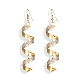 Gold Spiral Dangle Earrings for Women Twisted Geometric Swirl Earrings Linear Twist Statement Earrings for Women Girls Gifts