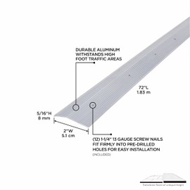 M-D Building Products 78220 2 in. X 72 in. Silver Aluminum Carpet Trim w/Screw Nails