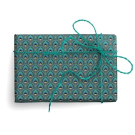 Kartos Art Deco Peacock Wrapping Paper, Folded
