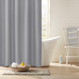 CLOROX Bathroom Shower Curtain with Waterproof Lightweight PEVA Liner Set, Standard Size for Bathroom, with Weighted Magnets and 12 Metal Hooks - 70" x 72" Grey