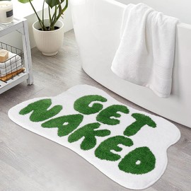 Meetory Get Naked Bath Mat, 33x20 inch Cute Bathroom Rugs Non Slip Microfiber Absorbent Green Bath Rugs Funny Bathroom Decor for Apartment Bath mat for Tub and Shower, Machine Washable