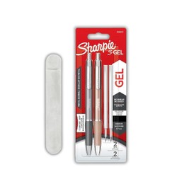 Sharpie S-Gel | Metal Gel Pens | Medium Point (0.7mm) | Steel Grey & Rose Gold | Black Ink | 2 Pens & 2 Gel Pen Refills with Velvet Case