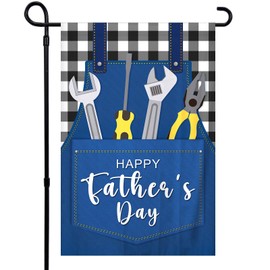 Happy Father's Day Garden Flag 12x18 Inch Double Sided Tool Kit Small Garden Flag for Family Daddy Grandpa Patio Lawn Outdoor Home Decor