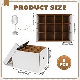 Feifeiya 2 Pack Wine Glass Moving Boxes Kitchen Moving Boxes with Handle Kitchen Kit with Lid for Dish Glassware(20 x 15 x 12 Inch,White)